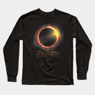 Birthday Solar Eclipse Shirt 2024 April 8 Total Eclipse Gift For Men Women Long Sleeve T-Shirt